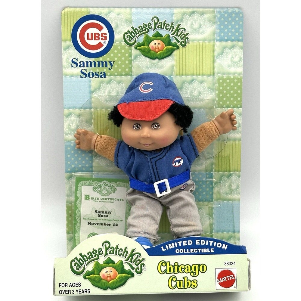NIP VTG 2000 Mattel Cabbage Patch Kids Sammy Sosa Cubs 4.5" Limited Edition Doll